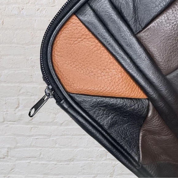 Vintage Avon Black and Brown Leather Purse Boho Bag Cross Body - Picture 6 of 8